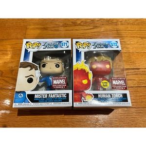 Funko Pop! Fantastic Four Mister Fantastic & Human Torch BUNDLE Marvel Collector